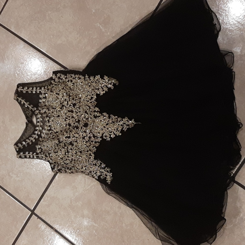 Tip Top Kids Black and Gold Formal Dress